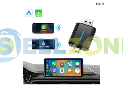 Ασύρματος προσαρμογέας CarPlay και Android Auto με USB-C και USB-A – N401